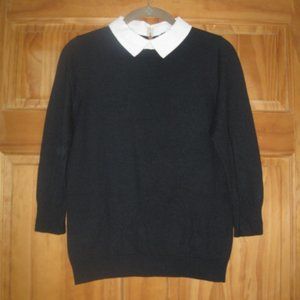 Ann Taylor Black Sweater with White Collar